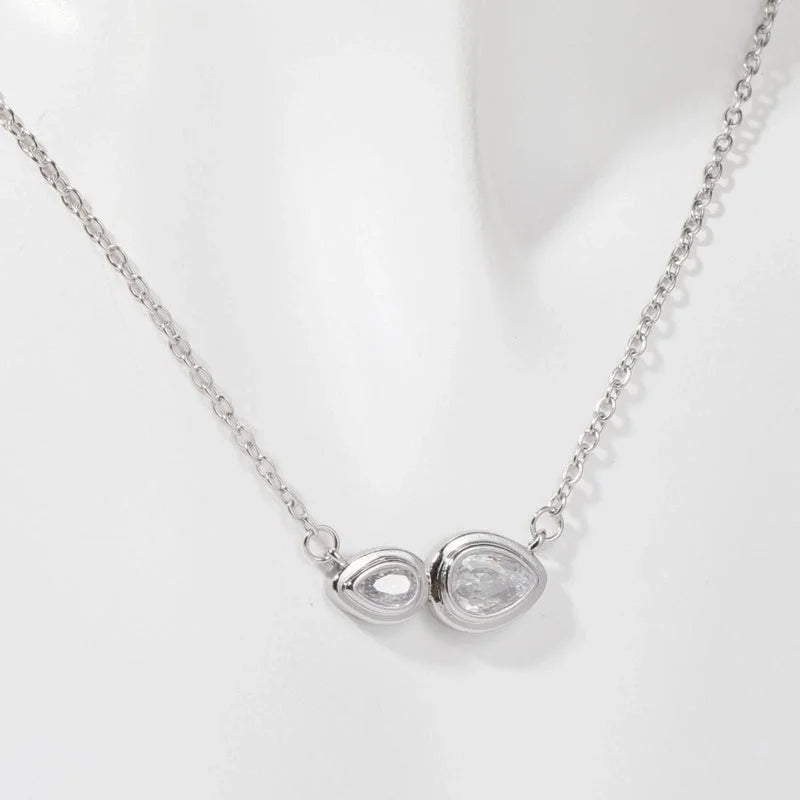 Copper Casual Minimalist Commute Oval Plating Inlay Zircon Pendant Necklace