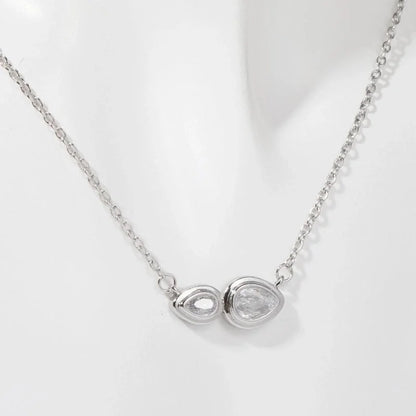 Copper Casual Minimalist Commute Oval Plating Inlay Zircon Pendant Necklace