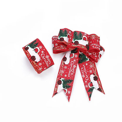 Christmas Ribbon Burlap Ribbon Christmas Atmosphere Ribbon Decoration Supplies Snowflake Bow Red Gold Edge Burlap Ribbon