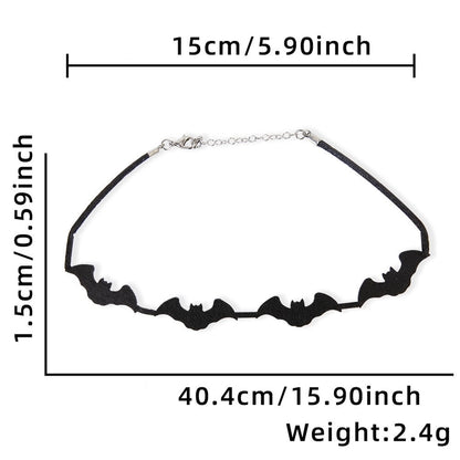 Halloween Minimalist Bat Skull Felt Cloth Holiday Daily Party Necklace