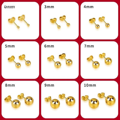 Distinctive Round Bead Earrings Beanstalk Earrings 2-8mm Electroplated Stainless Steel Earrings Women And Men Titanium Steel Earrings