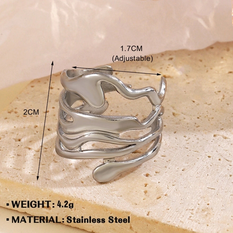 Minimalist Geometric 304 Stainless Steel Irregular Plating Open Rings