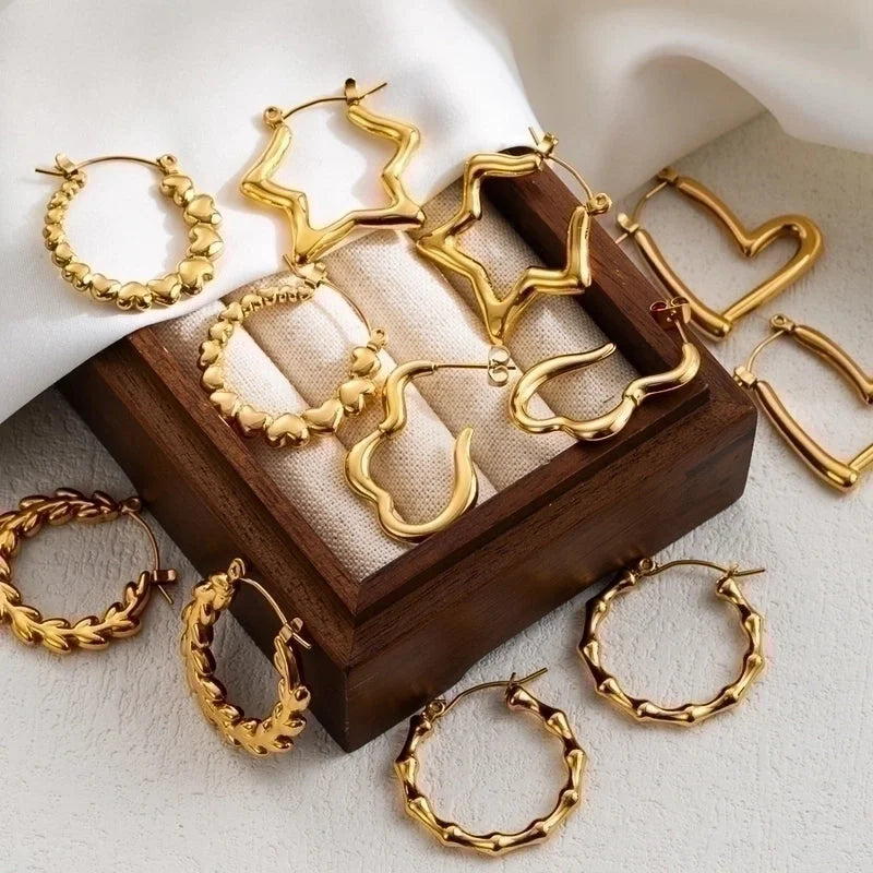 1 Pair IG Style Round Heart Shape Plating 304 Stainless Steel 18K Gold Plated Stainless Steel Earrings