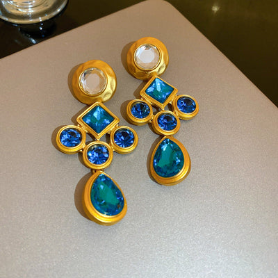 2 Pieces Mid-century Modern Round Geometric Copper Electroplating Earrings
