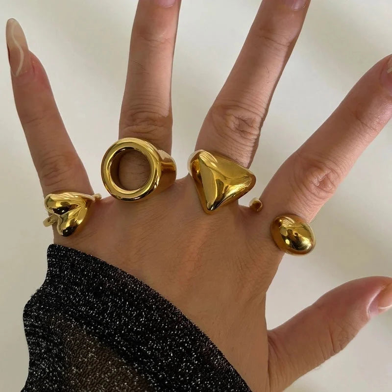 Minimalist Classic Style Solid Color 316L Stainless Steel Plating Stainless Steel Rings