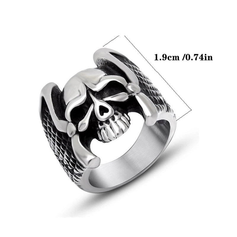 Retro Funny Punk Skull 304 Stainless Steel Polishing Halloween Men's Rings