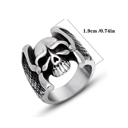 Retro Funny Punk Skull 304 Stainless Steel Polishing Halloween Men's Rings