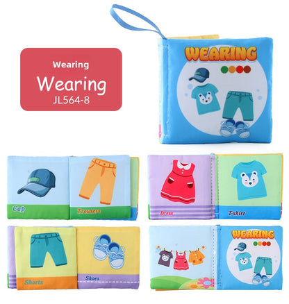 Hot Sale Enlightenment Early Education Baby Cloth Book English Animal Transport Cognitive Book Baby Cloth Book