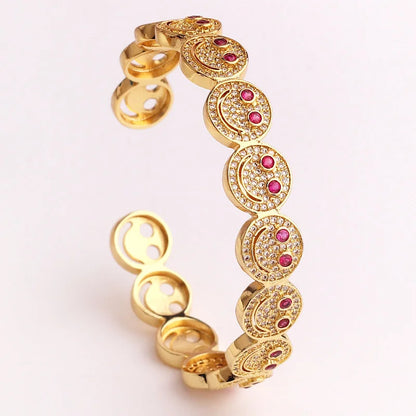 Expressive Smile Zircon Electroplating Bangles