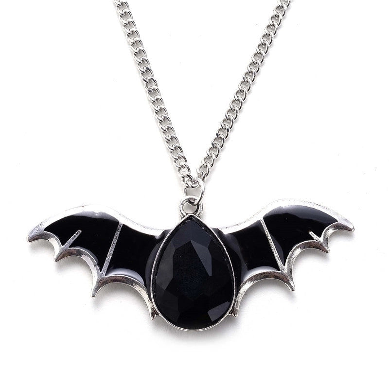 Gothic Bat Alloy Inlay Rhinestones Halloween Men'S Pendant Necklace