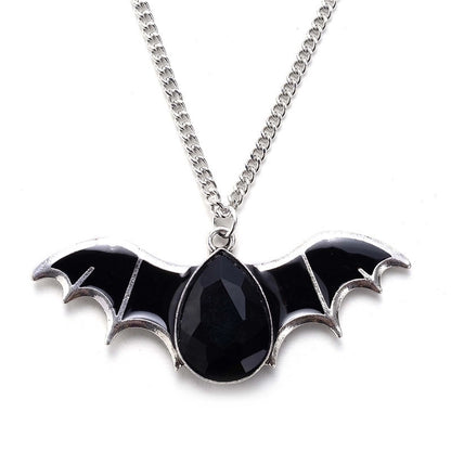 Gothic Bat Alloy Inlay Rhinestones Halloween Men'S Pendant Necklace