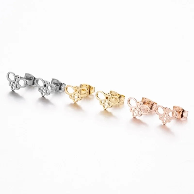 Minimalist Christmas Tree Heart Shape Elk Stainless Steel Plating Hollow Out Ear Studs 1 Pair