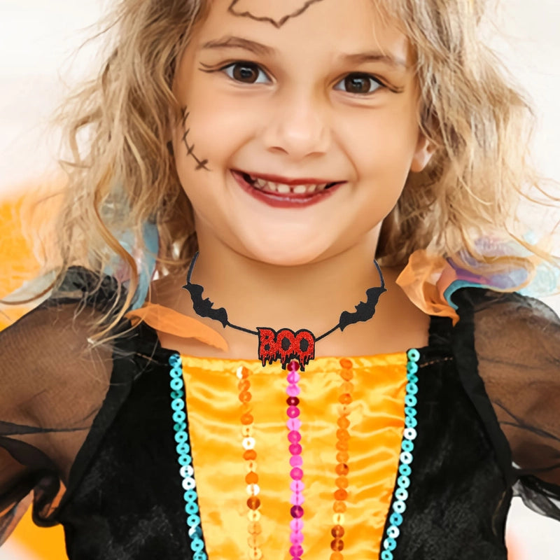 Halloween Minimalist Bat Skull Felt Cloth Holiday Daily Party Necklace