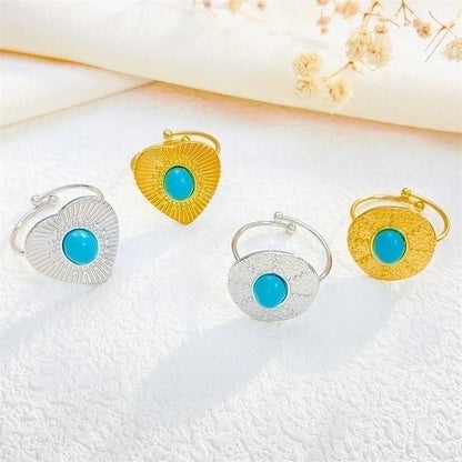 Alloy Gold Plated Silver Plated Casual Elegant Sun Heart Shape Turquoise Open Rings