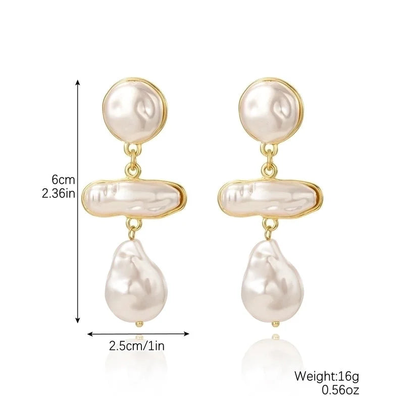 1 Pair Elegant Streetwear Geometric Plating Imitation Pearl Drop Earrings