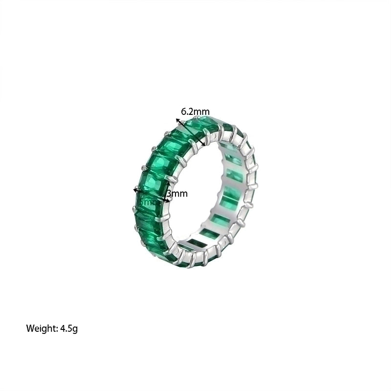 Fashion Round 304 Stainless Steel Zircon White Gold Plated Gold Plated Plating Rings