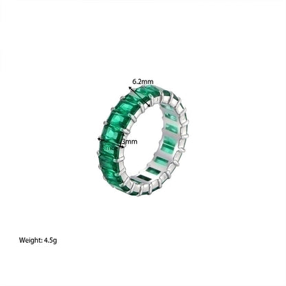 Fashion Round 304 Stainless Steel Zircon White Gold Plated Gold Plated Plating Rings