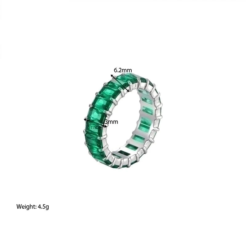 Fashion Round 304 Stainless Steel Zircon White Gold Plated Gold Plated Plating Rings