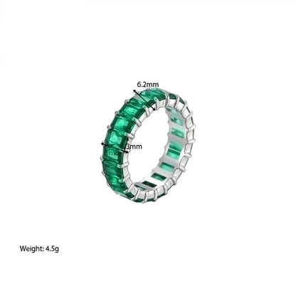 Fashion Round 304 Stainless Steel Zircon White Gold Plated Gold Plated Plating Rings