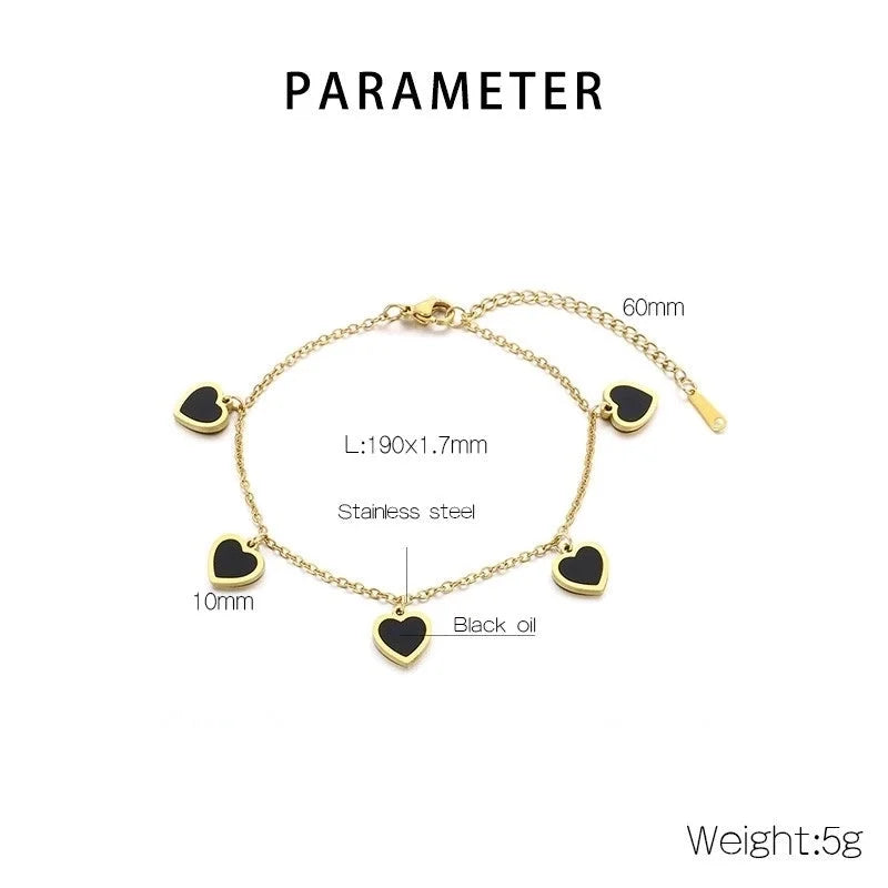 Minimalist Heart Shape 304 Stainless Steel 18K Gold Plated Bracelets In Bulk
