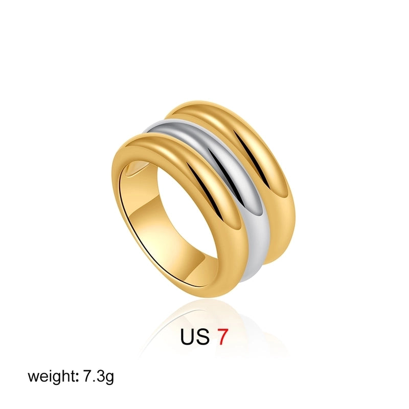 IG Style Elegant Geometric Copper Mixed Metal Rings