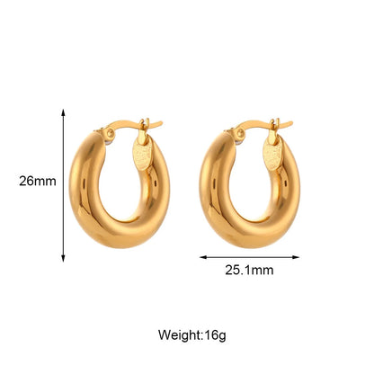 Fashion Round Geometric Stainless Steel 18K Gold Plated Earrings