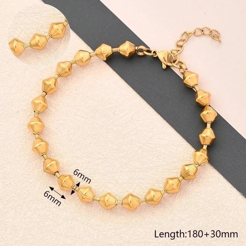Casual Minimalist Round Oval Solid Color 304 Stainless Steel 18K Gold Plated Bracelets In Bulk