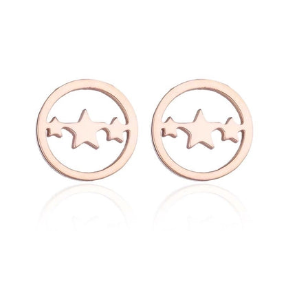 1 Pair Fashion Star Moon Tree Plating Hollow Out 304 Stainless Steel 18K Gold Plated Ear Studs