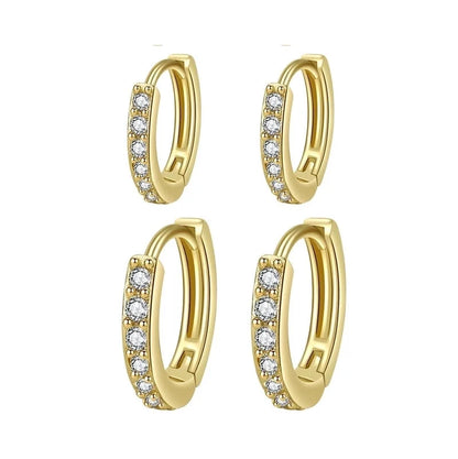 1 Piece Basic Modern Style Classic Style Geometric Plating Inlay Copper Zircon 18K Gold Plated Hoop Earrings