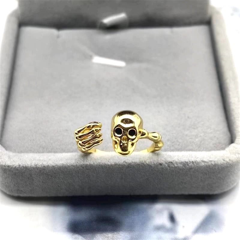 925 Sterling Silver Hand Skull Open Rings