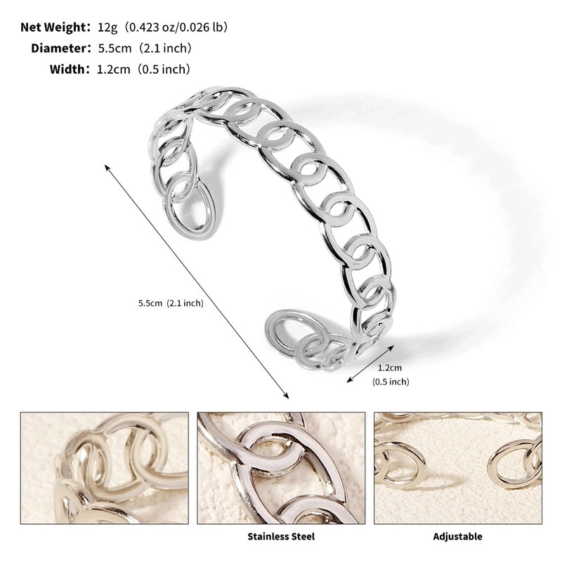 Modern Style Geometric Plant 304 Stainless Steel 18K Gold Plated Bangle In Bulk