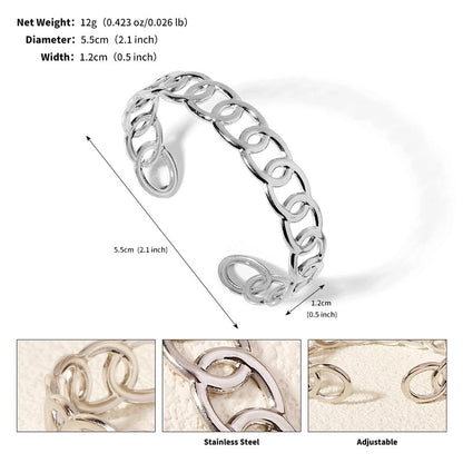 Modern Style Geometric Plant 304 Stainless Steel 18K Gold Plated Bangle In Bulk