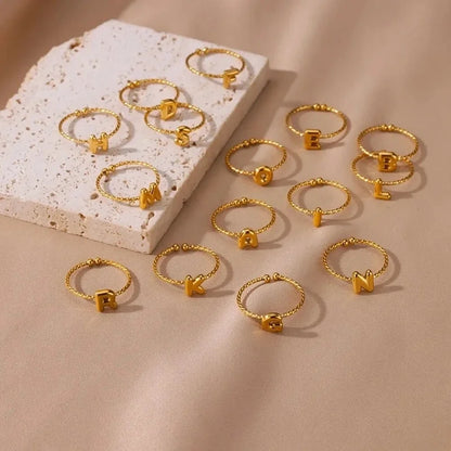 Casual Minimalist Letter 304 Stainless Steel 18K Gold Plated Open Rings