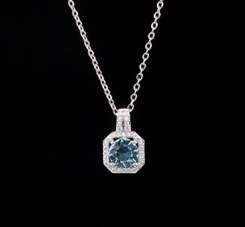 Ig Style Polygon Copper Inlay Zircon Pendant Necklace