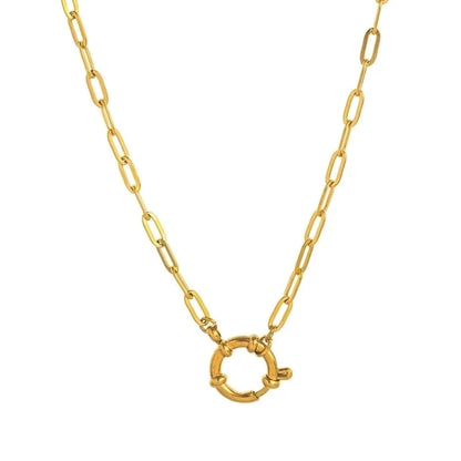 Minimalist Circle Pearl 201 Stainless Steel 304 Stainless Steel Zircon 18K Gold Plated Beaded Inlay Pendant Necklace