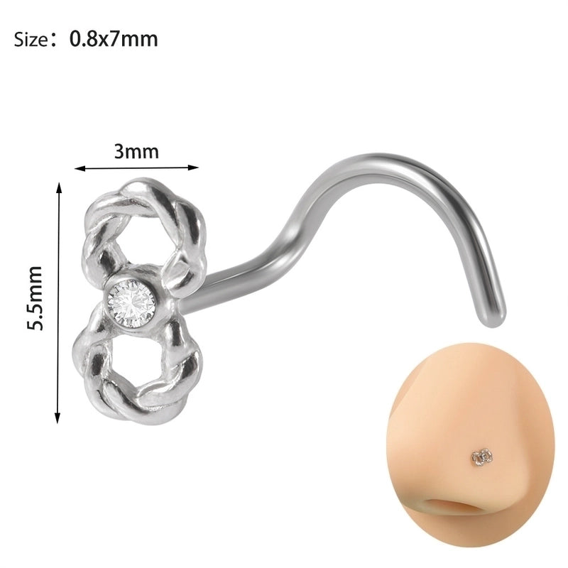 2 Pieces Nose Rings & Studs Minimalist Star 304 Stainless Steel Inlay Rhinestones