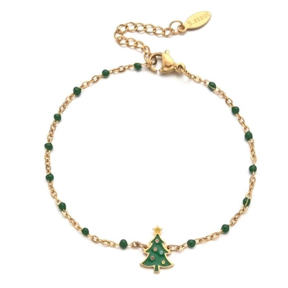 Cartoon Style Cute Christmas Tree Stainless Steel Bracelets In Bulk Christmas