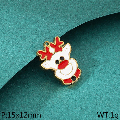 Stainless Steel Christmas Series Oil Drop Elk Style Pendant Diy Accessories Compatible With Bracelets And Necklaces