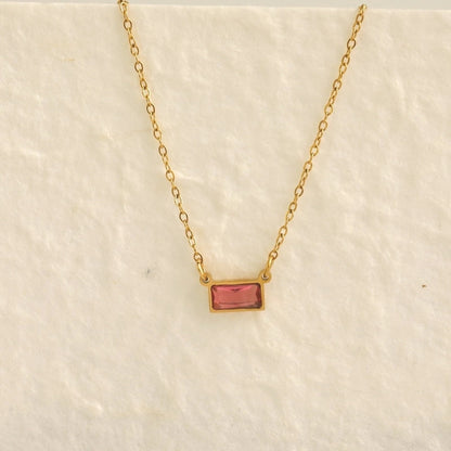 IG Style Modern Style Classic Style Rectangle 304 Stainless Steel Zircon 18K Gold Plated Inlay Pendant Necklace