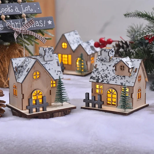 Christmas Pastoral IG Style House Wood Party Festival Ornaments
