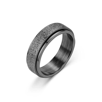 Fashion Titanium Steel Turning Ring Male European And American Carved Ring