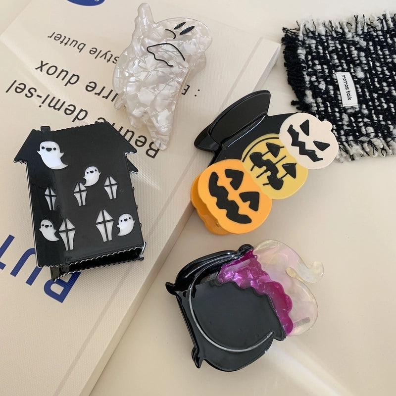 Halloween IG Style Women's Pumpkin Castle Ghost Acetic Acid Sheets Hair Claws