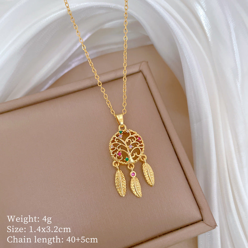 Minimalist Geometric Titanium Steel Diamond Inlay Necklaces