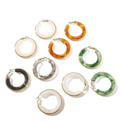 1 Pair Elegant Minimalist Classic Style Circle Multicolor Simple Plating 304 Stainless Steel 18K Gold Plated Earrings