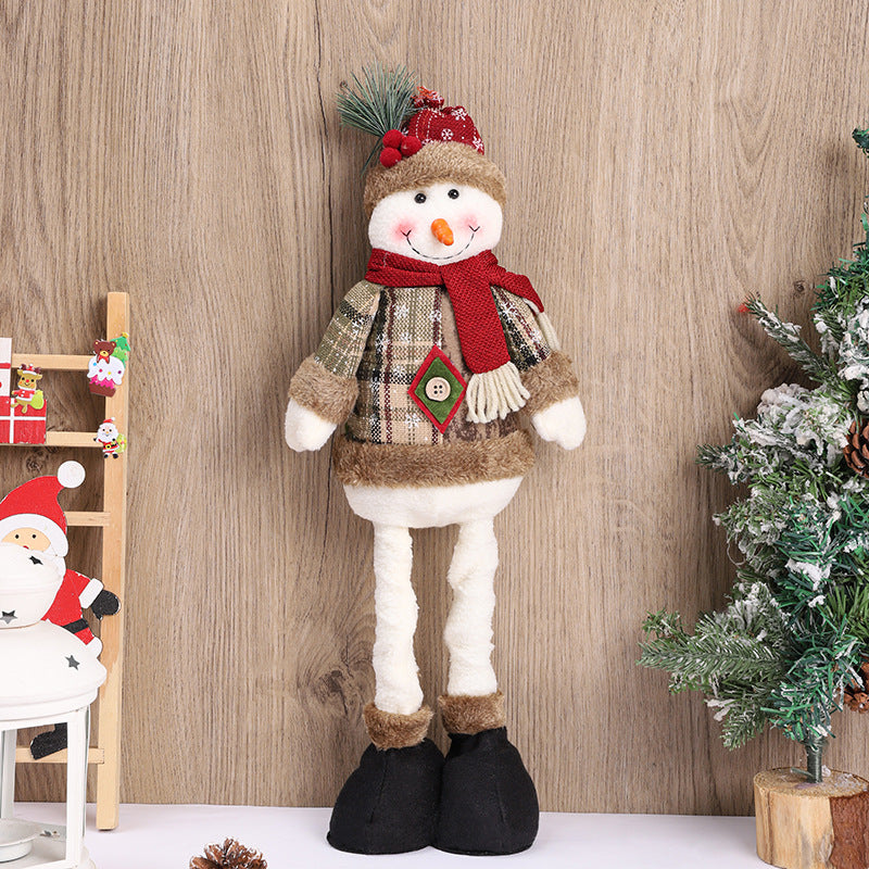 Christmas Vintage Telescopic Doll Window Display Santa Claus Snowman Standing Figure Doll