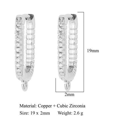 1 Pair Minimalist Solid Color Inlay Copper Zircon Earrings