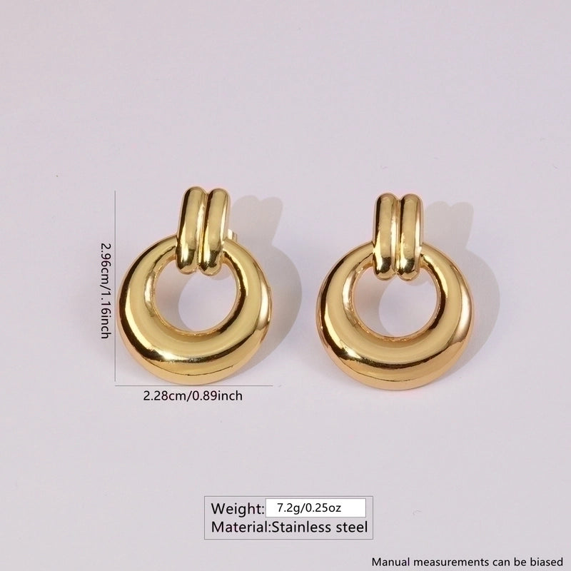 1 Pair Minimalist Triangle Plating 304 Stainless Steel Imitation Gold Stainless Steel Earrings