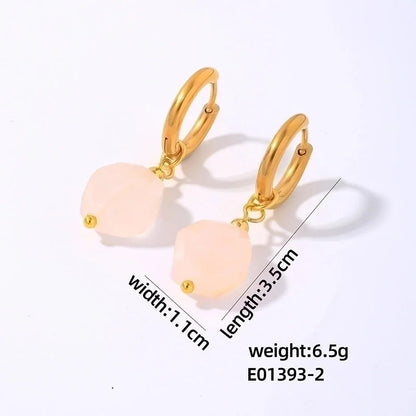 1 Pair Lady Minimalist Commute Geometric 304 Stainless Steel Natural Stone Drop Earrings