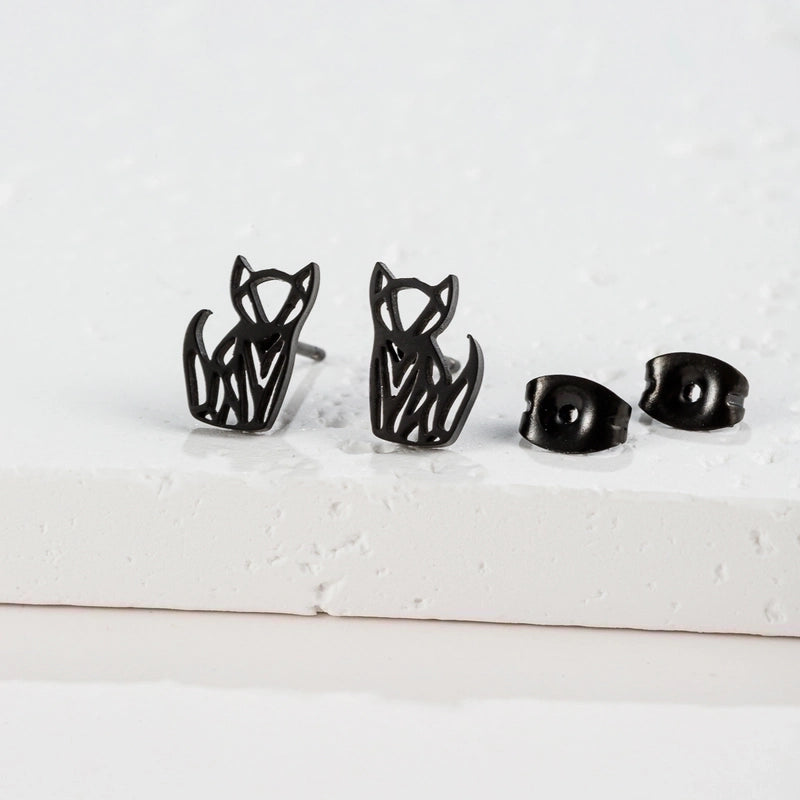 1 Pair Cute Minimalist Animal Notes Polishing 304 Stainless Steel 18K Gold Plated Ear Studs