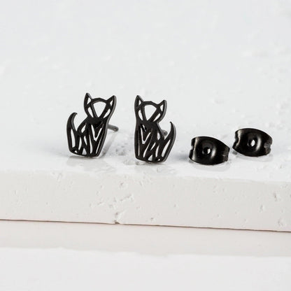 1 Pair Cute Minimalist Animal Notes Polishing 304 Stainless Steel 18K Gold Plated Ear Studs